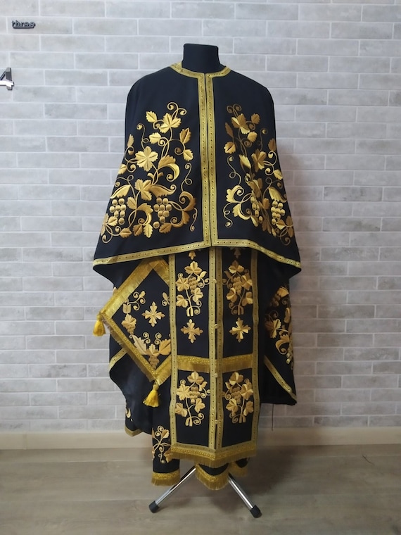 Paramento nero da digiuno Veste sacerdotale Paramenti ortodossi Paramento sacerdotale Abiti per sacerdoti Tessuto religioso Etsy Italia