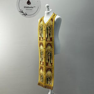 Communion set in Greek brocade - Stole and cuffs in Greek brocade - Priest&#39;s set - Orthodox Communion stole - Epitrakhilion and cuffs