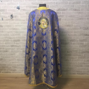 Greek style vestment with icon - Greek vestment in brocade - Priest vestment - Liturgical vestments - Liturgical garments