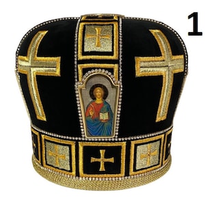 Mitra noir Couronne Mitre Mitre Mithra Mithra Mitra orthodoxe image 1