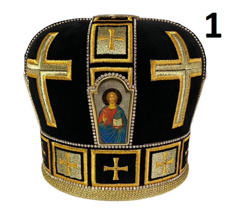 Mitra noir Couronne Mitre Mitre Mithra Mithra Mitra orthodoxe image 1