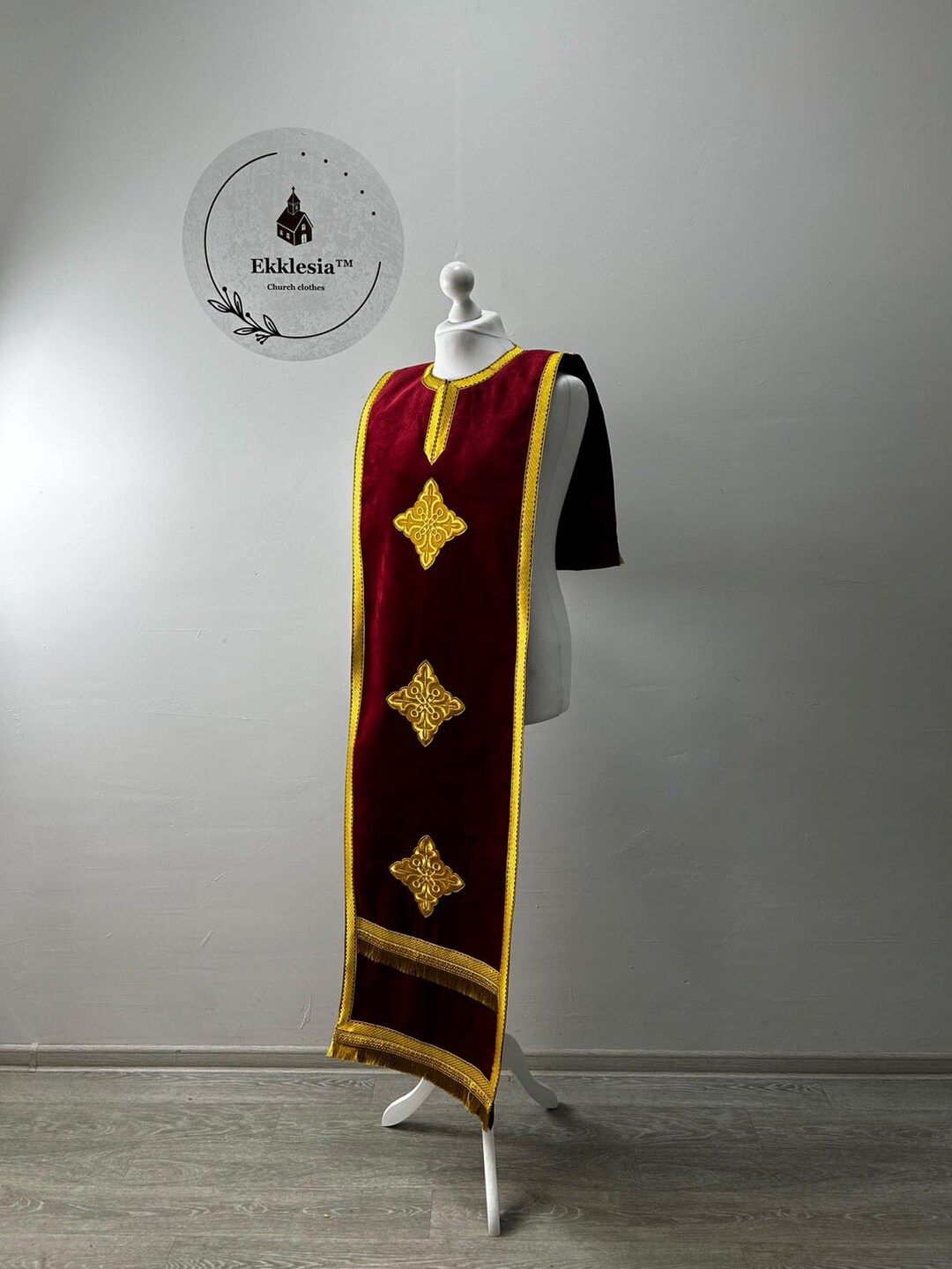Coptic Style Epitrachilus in Velvet - Coptic Stole - Coptic ...