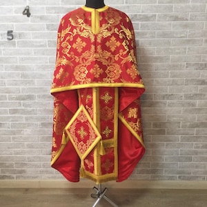 Greek style Liturgical vestment in brocade - Priest robe - Orthodox vestments - Priest vestment