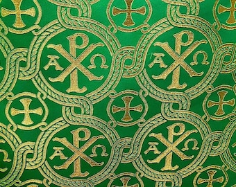 Alfie und Omega Nichtmetallischer Brokat - Kirchenbrokat - Liturgischer Brokat - Priesterbrokat