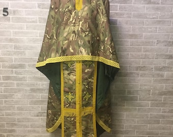 Vestimentas para capellán en tejido multicam - Conjunto de vestimentas multicam de estilo griego - Vestimentas ortodoxas para capellán