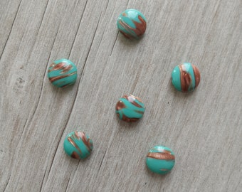 6 x flat round beads