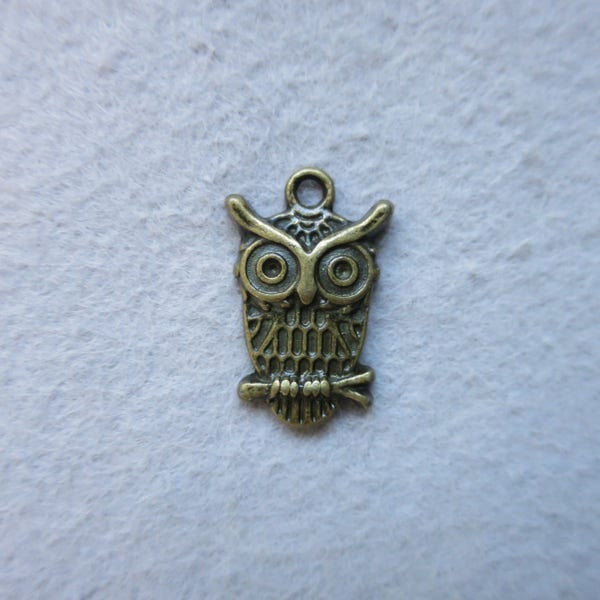 10x Breloque hibou bronze