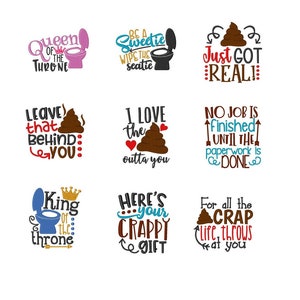 9 Funny Toilet, Bathroom, potty talk, Toilet paper - Machine Embroidery Designs Bundle
