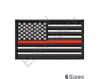 Thin Red Line Flag - Machine Embroidery Design, Firefighter flag
