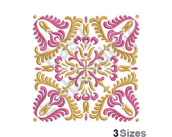 Flower Quilt Block - Machine Embroidery Design - 3 Sizes