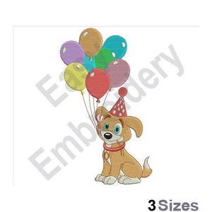 Birthday Dog - Machine Embroidery Design - 3 Sizes