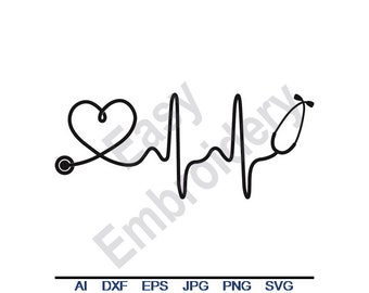 Doctor nurse EKG Paramedic Heart Beat - Svg, Dxf, Eps, Png, Jpg, Vector Art, Clipart, Cut File