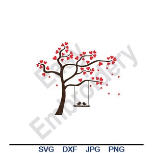 Liebesvögel Valentine Swing - SVG, Dxf, Eps, Png, Jpg, Vektor Art, Clipart, Schnittdatei