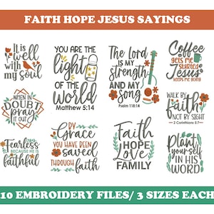 Faith Hope Jesus Sayings (10 Designs) - Machine Embroidery Designs Bundle