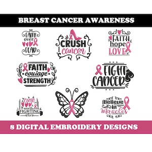 Cancer Awareness (8 Designs) - Machine embroidery designs Bundle