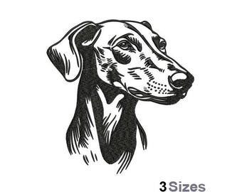 Greyhound Dog - Machine Embroidery Design - 3 Sizes