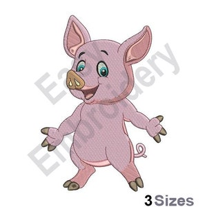Happy Pig - Machine Embroidery Design - 3 Sizes
