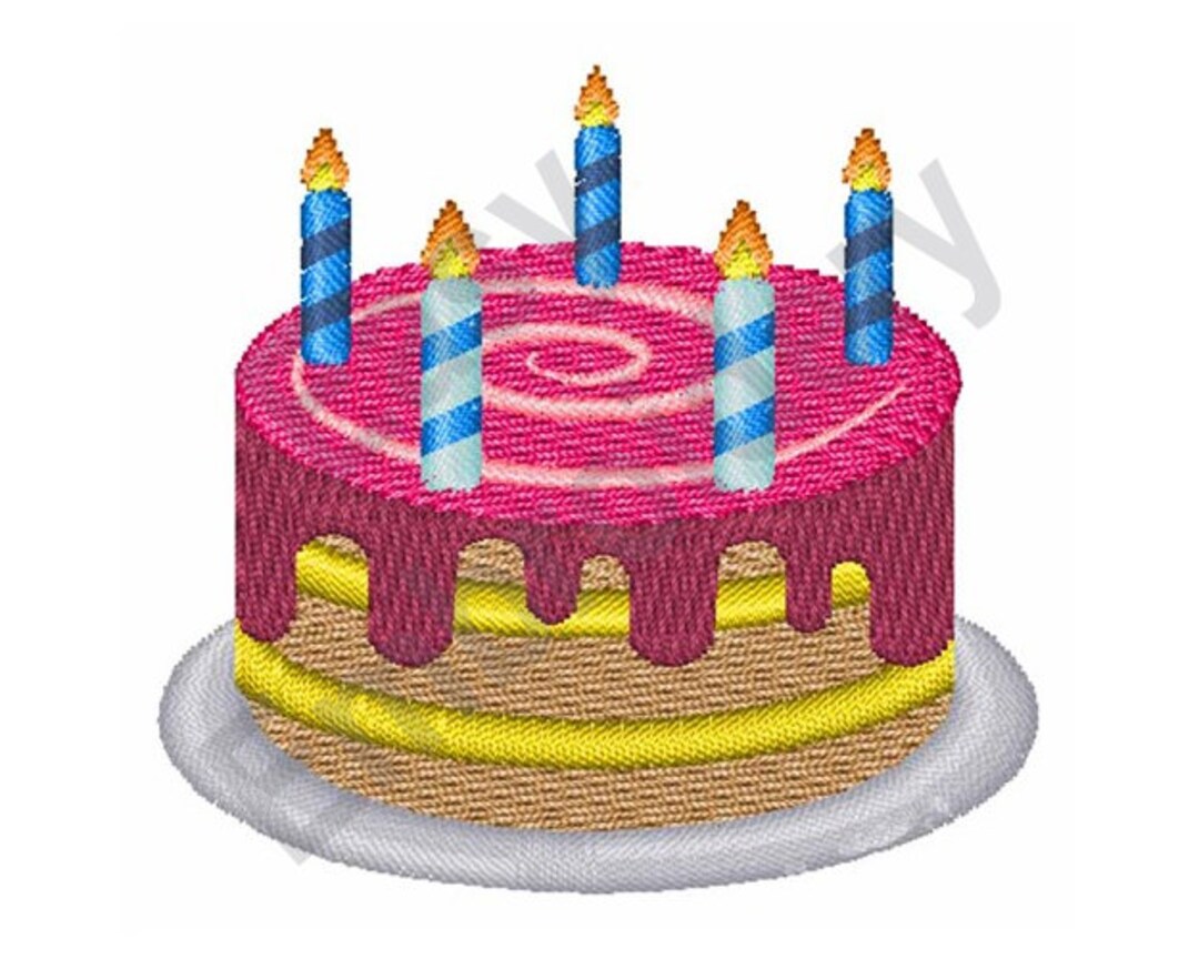 Birthday Cake Machine Embroidery Design Etsy