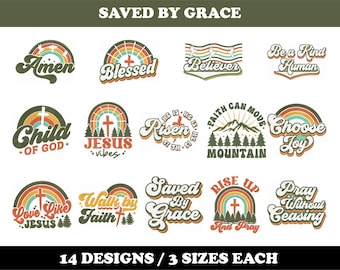Saved By Grace (14 Designs) - Machine Embroidery Bundle, Bible pattern, Faith embroidery, Christian design