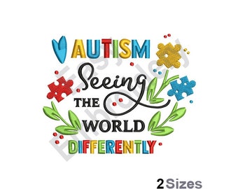 Autism, Seeing World Differently - Machine Embroidery Design