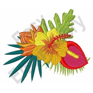 Tropical Flowers - Machine Embroidery Design, Hibiscus embroidery