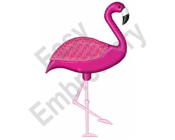 Flamingo Machine Embroidery Design Pink Flamingo Embroidery Pattern Exotic Green Leaves Embroidery Design Palm Leaf Embroidery Design