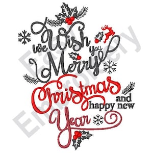 Wish You Merry Christmas - Machine Embroidery Design