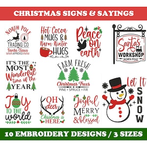 Christmas Signs & Sayings (10 Designs) - Machine Embroidery Designs Bundle