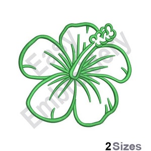 Hibiscus Outline - Machine Embroidery Design - 2 Sizes