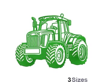 Trator Agrícola Verde - Design de Bordado à Máquina - 3 Tamanhos