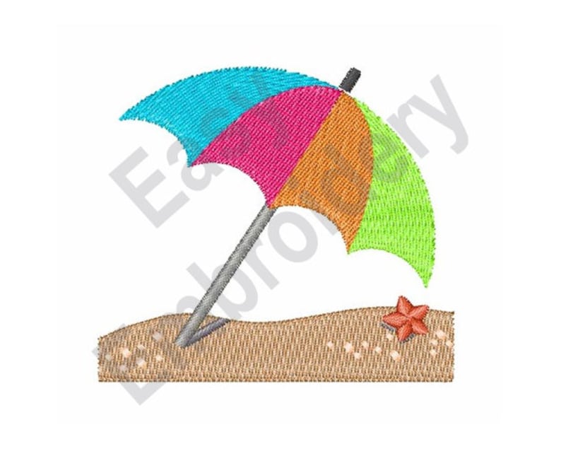 Beach Umbrella Machine Embroidery Design Etsy