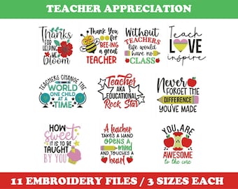 Teacher Appreciation (10 designs) - Machine Embroidery Designs Bundle