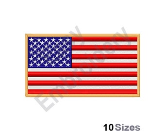 American Flag Machine Embroidery Design, USA Flag embroidery, US flag embroidery - 10 Sizes Included, instant download embroidery files