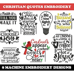 Citações cristãs (8 designs) - Pacote de designs de bordado à máquina