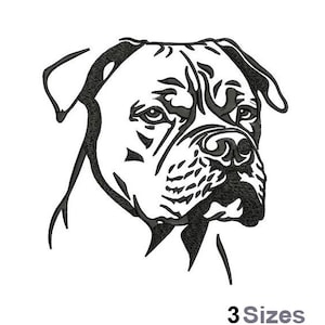 Könnte beinhalten: Schwarz-weiße Strichzeichnung eines Hundegesichts mit detaillierten Schattierungen und einem konzentrierten Ausdruck. Das Bild ist eine Nahaufnahme, mit dem Text "3 Sizes" unten.