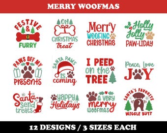 Merry Woofmas (12 Designs) - Machine Embroidery Bundle