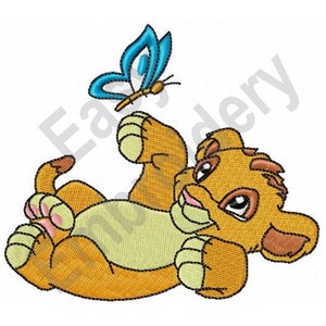Lion Cub With Butterfly - Machine Embroidery Design