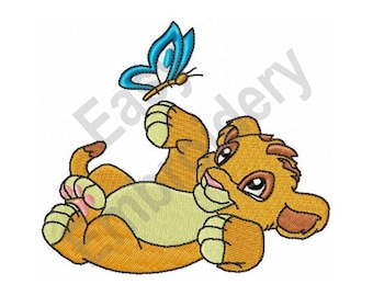 Lion Cub With Butterfly - Machine Embroidery Design