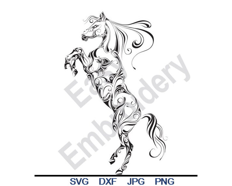 Flourish Horse Svg Dxf Eps Png Jpg Vector Art Clipart Etsy