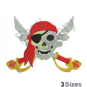Pirate Skull - Machine Embroidery Design - 3 Sizes