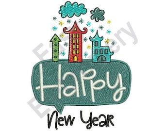 Happy New Year - Machine Embroidery Design