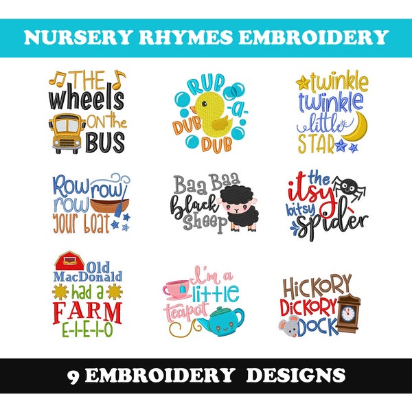 Nursery Rhymes (9 Designs) - Machine Embroidery Designs Bundle