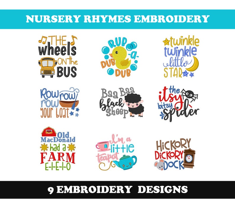 Nursery Rhymes (9 Designs) - Machine Embroidery Designs Bundle - Etsy