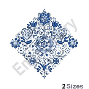 Diamant floral folk scandinave - motif de broderie machine