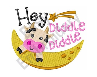 Canción infantil - Hey Diddle Diddle - Diseño de bordado a máquina