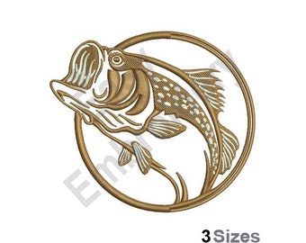 Large Mouth Bass - Machine Embroidery Design - 3 Sizes