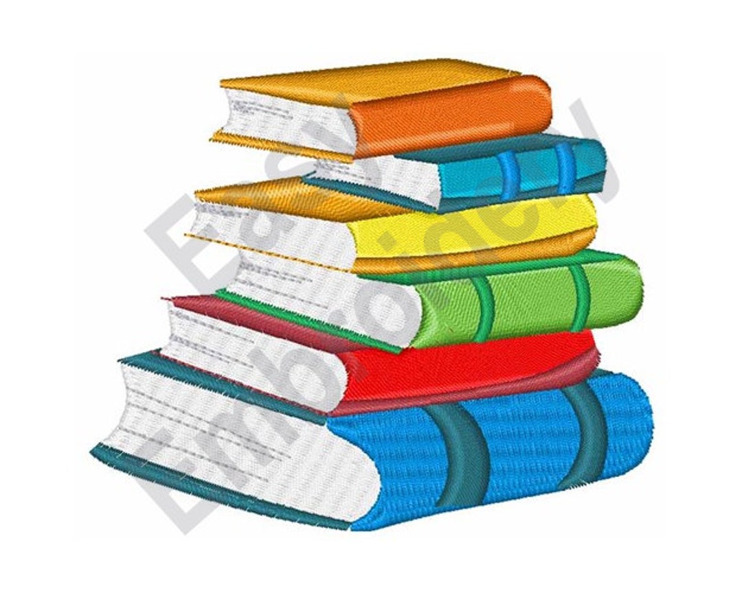 Stack of Books Machine Embroidery Design Etsy
