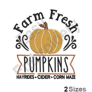 Frische Kürbisse vom Bauernhof - Maschinenstickerei, 2 Größen, Erntemuster, Herbstmuster