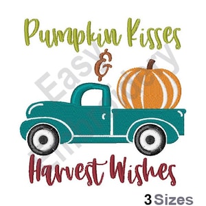 Harvest Wishes - Machine Embroidery Design, Harvest farm truck embroidery files