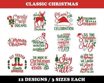 Classic Christmas (12 Designs) - Machine Embroidery Bundle
